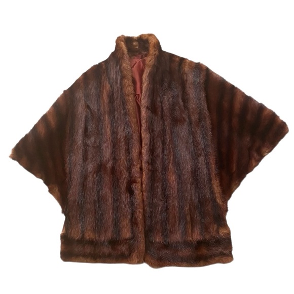 Vintage Mink Real Fur Cape Stole Bolero in Rich Brown - Picture 6 of 10